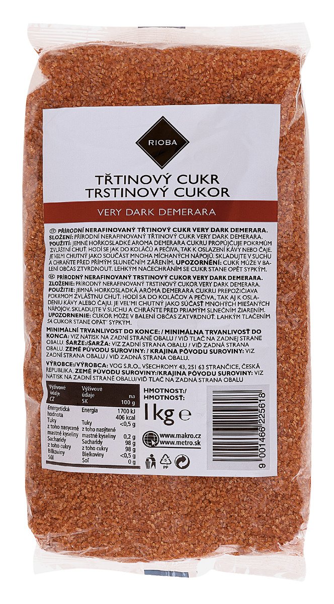 RIOBA Trstinový cukor very dark 1 kg