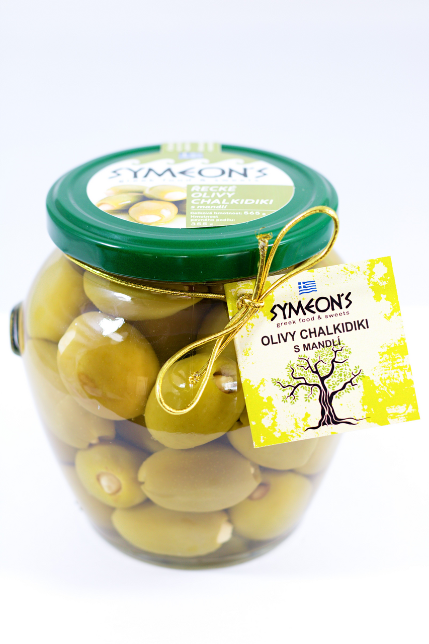 SYMEON'S Olivy zelené s mandľami 580 ml