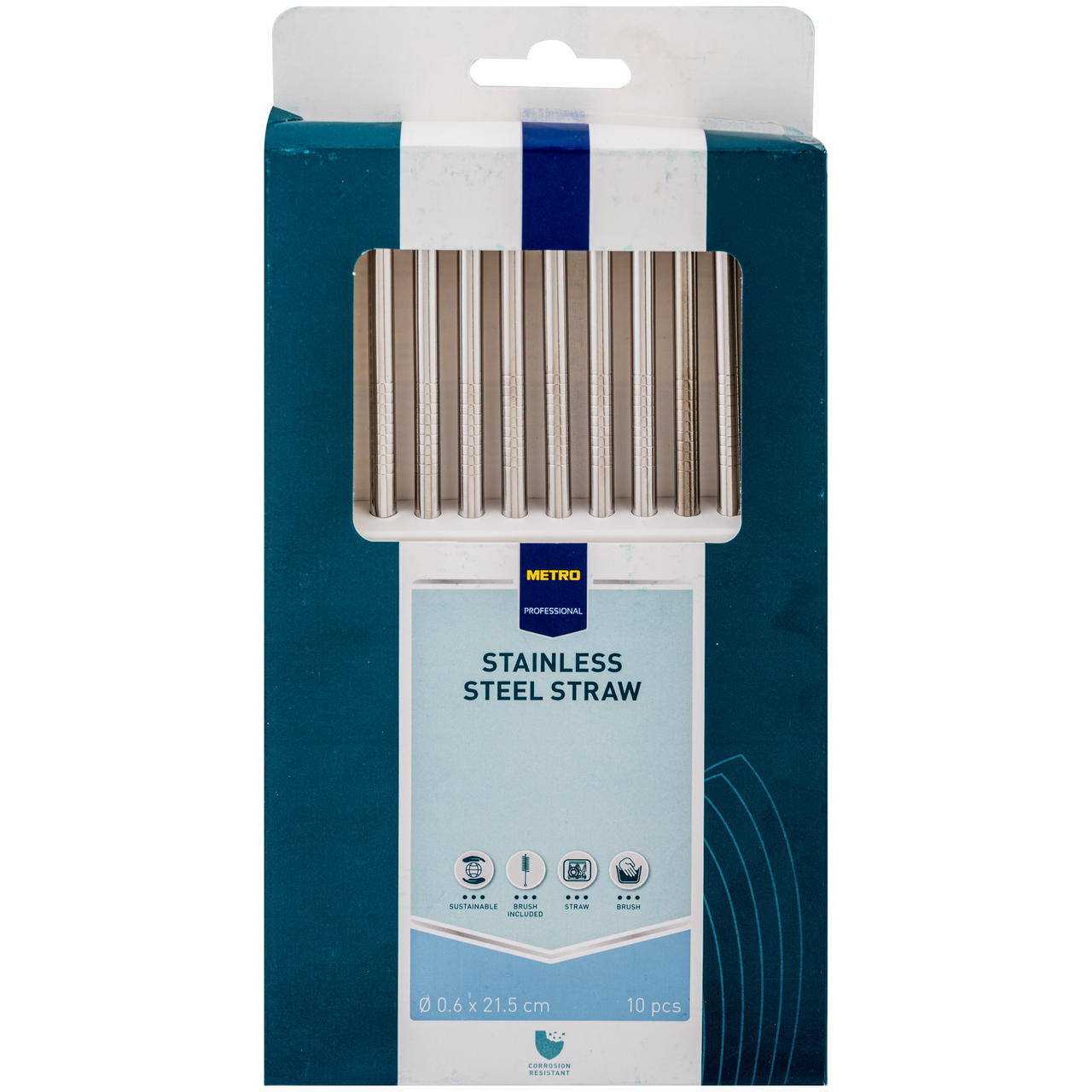 METRO PROFESSIONAL Slamky rovné 6 mm x 21,5 cm nerez 1x 10 ks