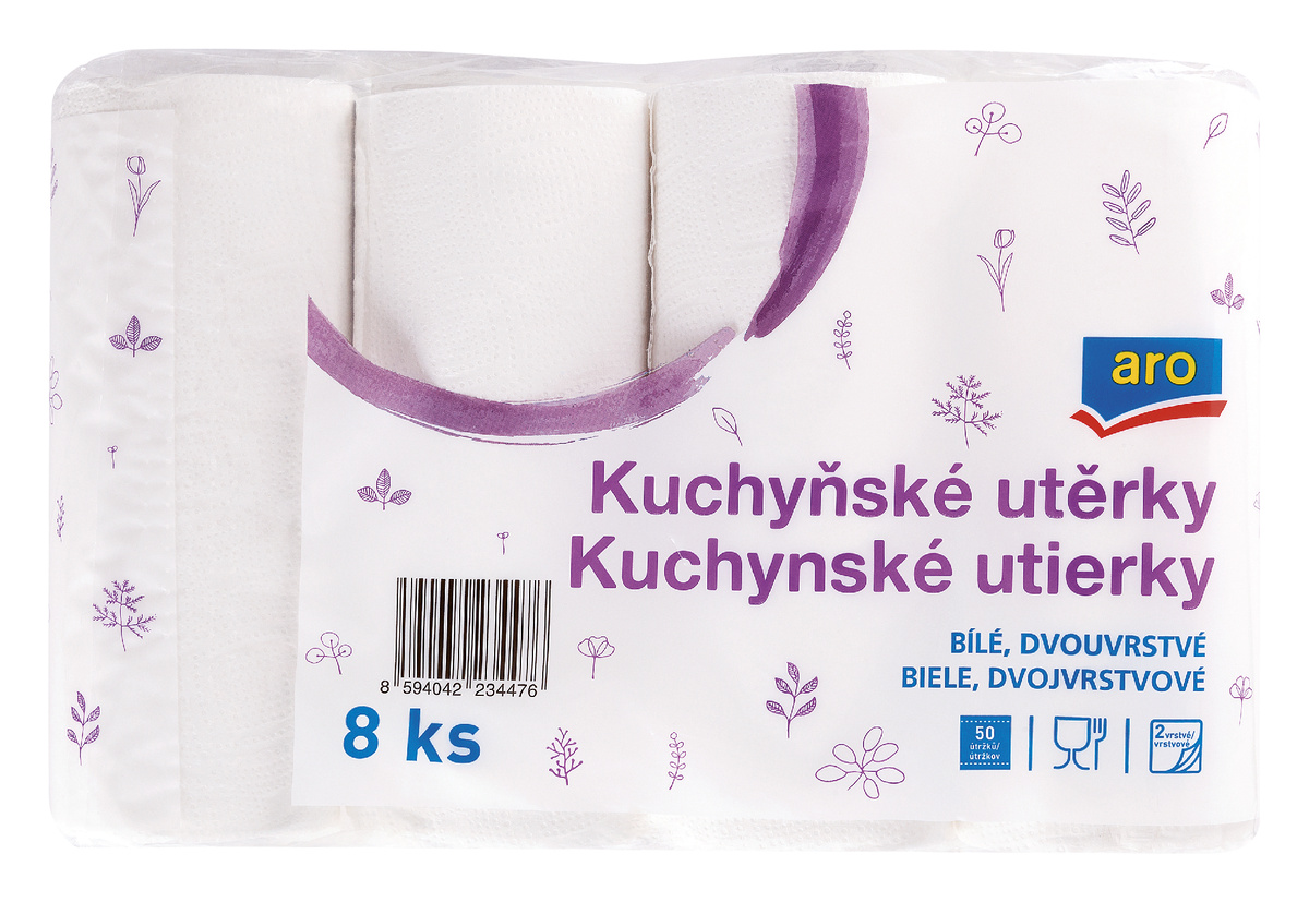 aro Kuchynské utierky 2-vrstvové 8x50 ks