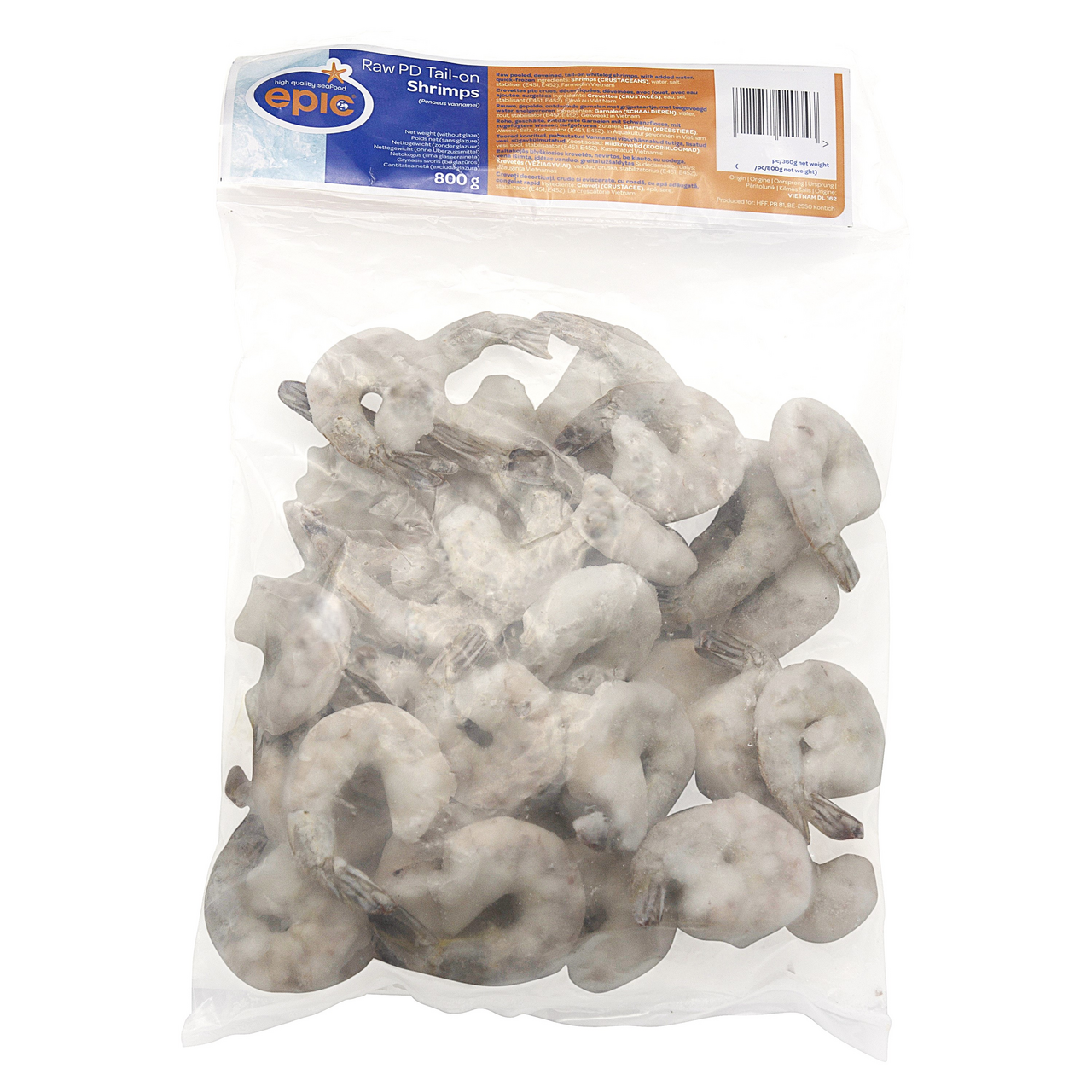 Krevety lúpané s chvostom 16/20 mraz. 800 g