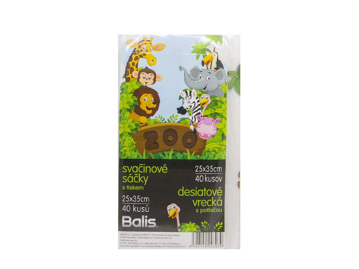 BALIS Zoo Desiatové vrecká plastové 25 x 35 cm 40 ks