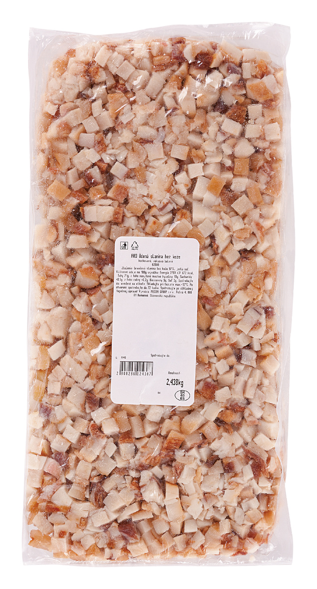 aro Slanina údená bez kože kocky ochr.atmosféra chlad. váž. cca 2,5 kg