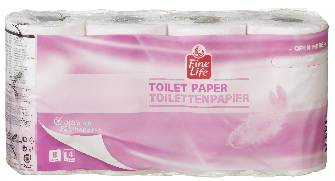 Fine Life Toaletný papier 100% celulóza 4-vrstvový 8 ks