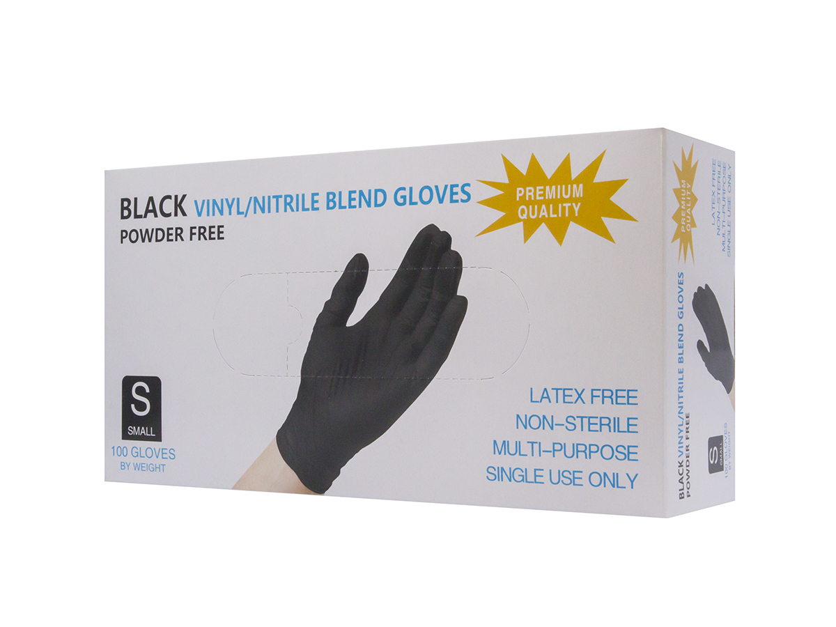 Rukavice vinylové čierne nepúdrované nitril veľkosť S 1 ks