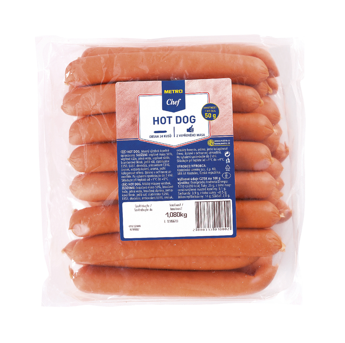 METRO Chef Hot Dog chlad. váž. 24 x cca 50 g