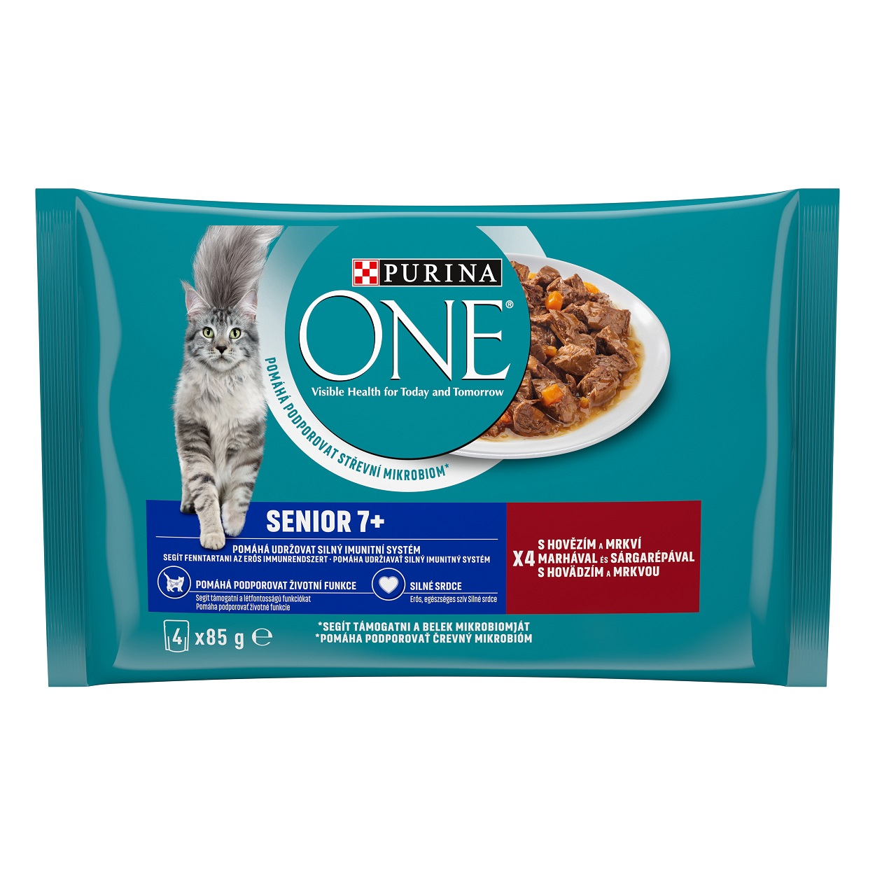 Purina ONE Senior kapsičky pre mačky hovädzie 4 × 85 g