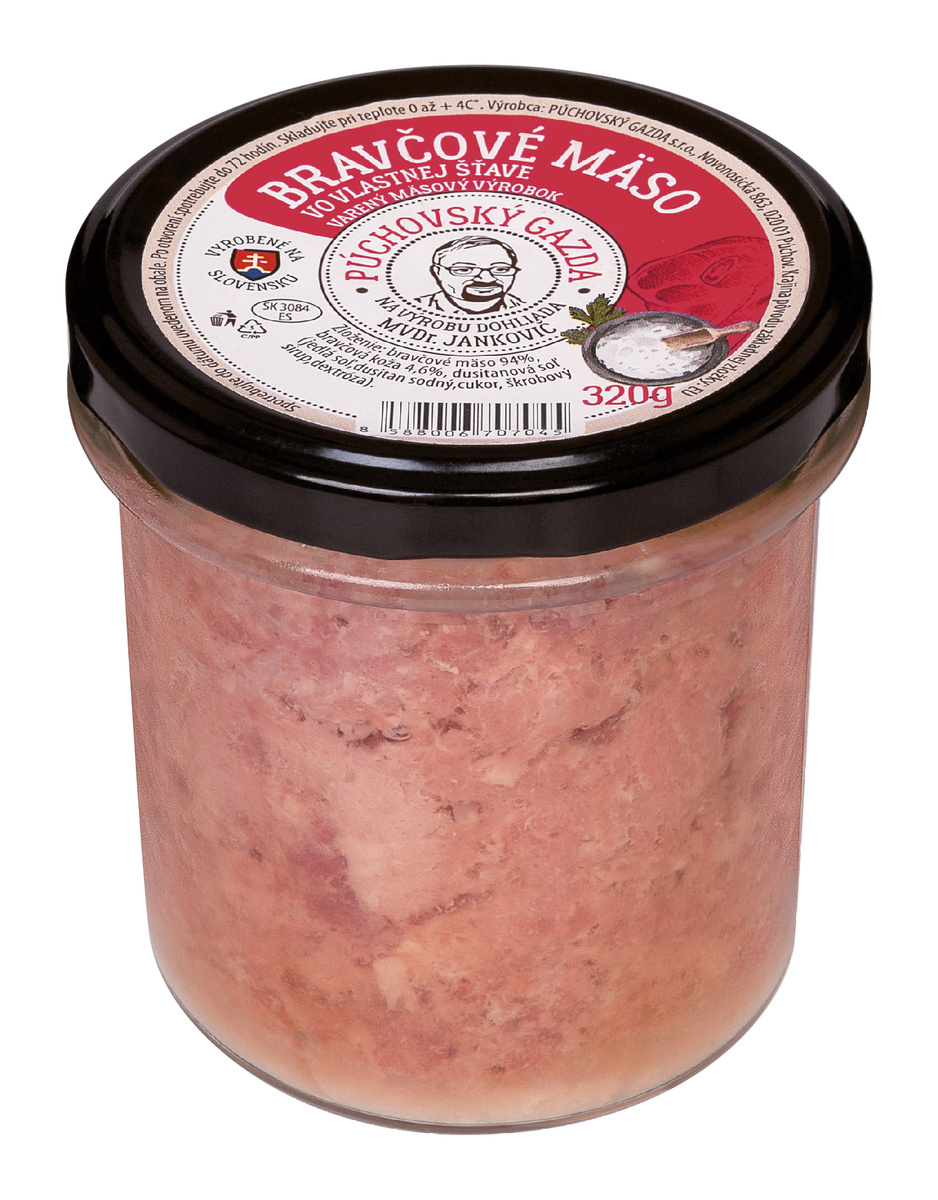 Poctivý gazda Bravčové mäso vo vlastnej šťave chlad. 320 g