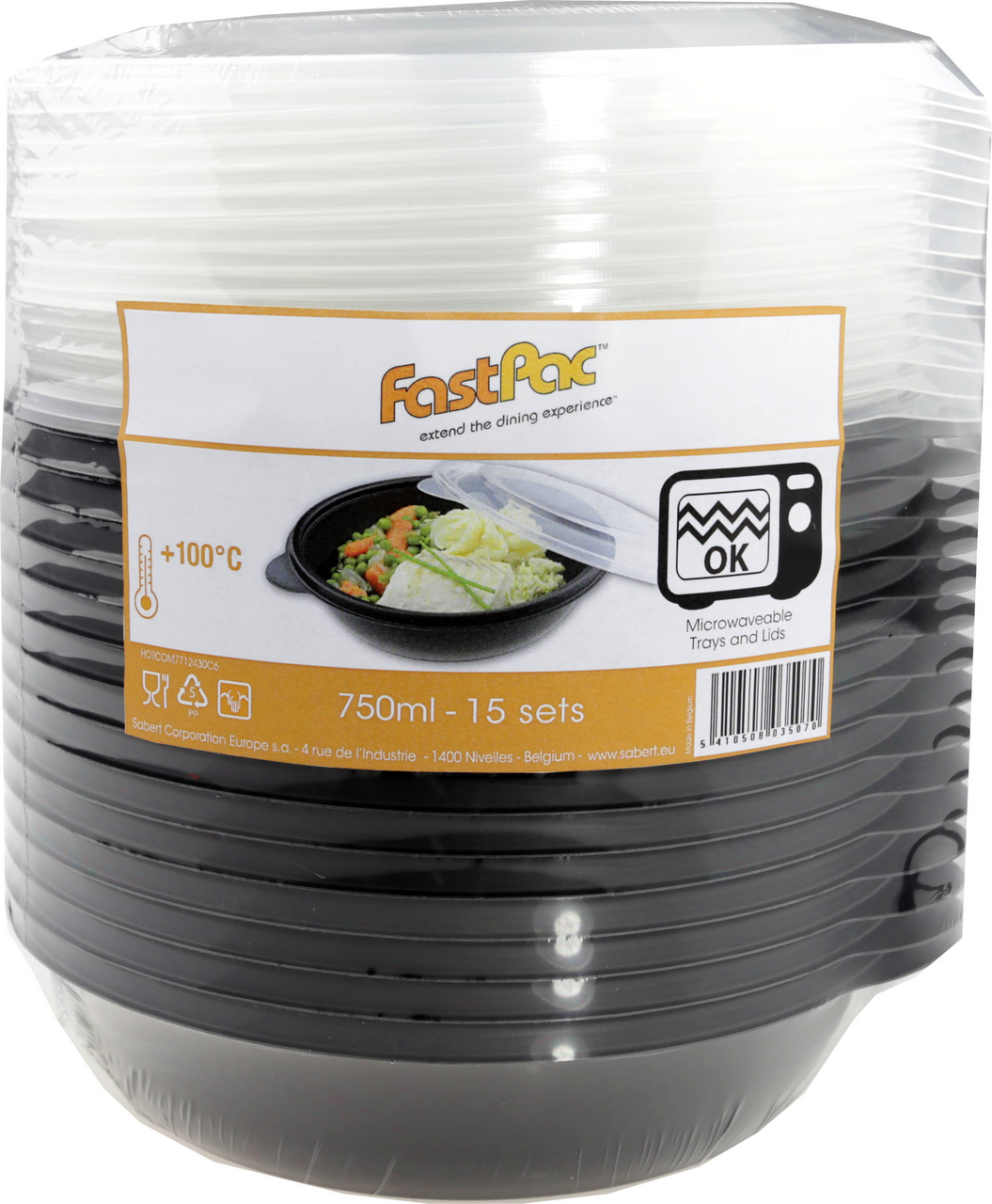 Tanier okrúhly+ viečko plast 750ml FastPac 15ks