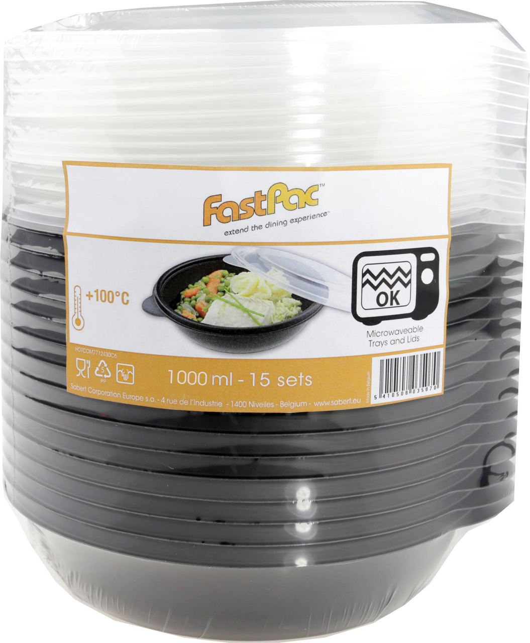 Tanier okrúhly+ viečko plast 1l FastPac 15ks