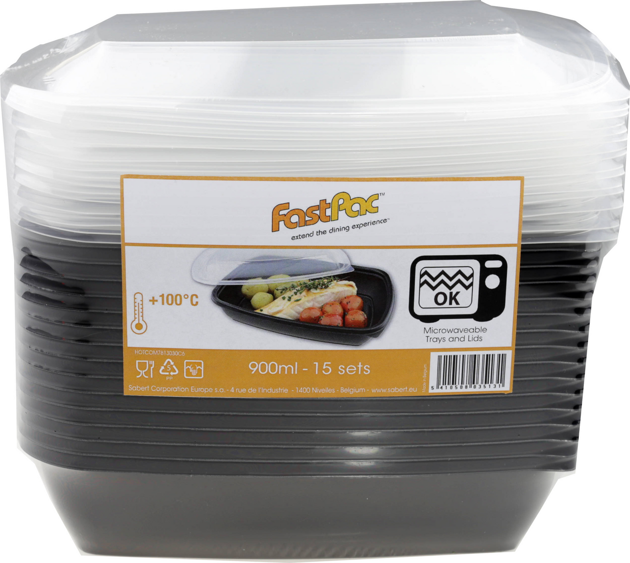 Nádoba + viečko 900ml recyklovateľný plast FastPac 15ks