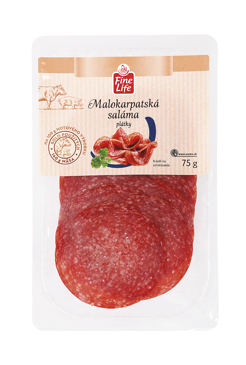 Fine Life Malokarpatská saláma plátky chlad. 75 g