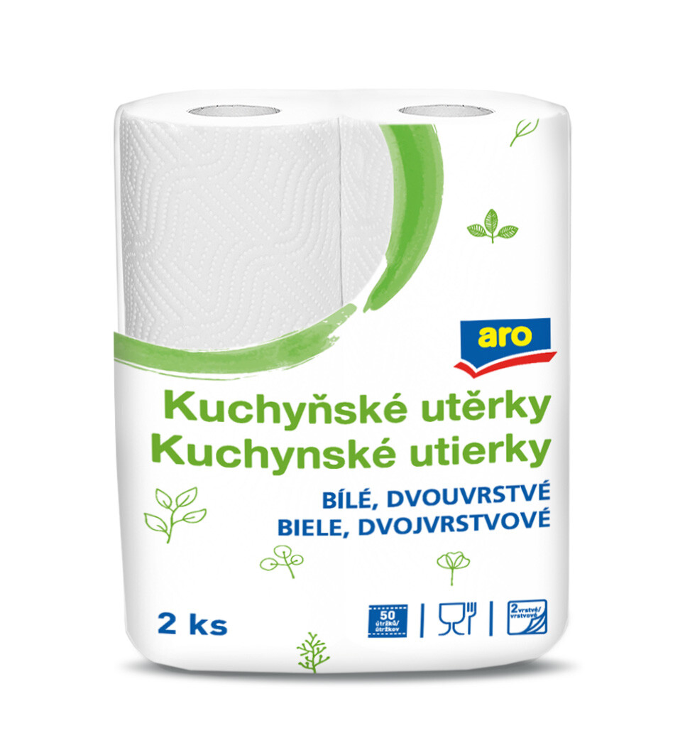 aro Kuchynské utierky 2-vrstvové 2x50 útržkov 12 ks
