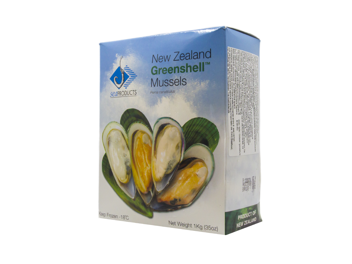 Slávky novozélandské v škrupine 1/2 mraz. 1 kg