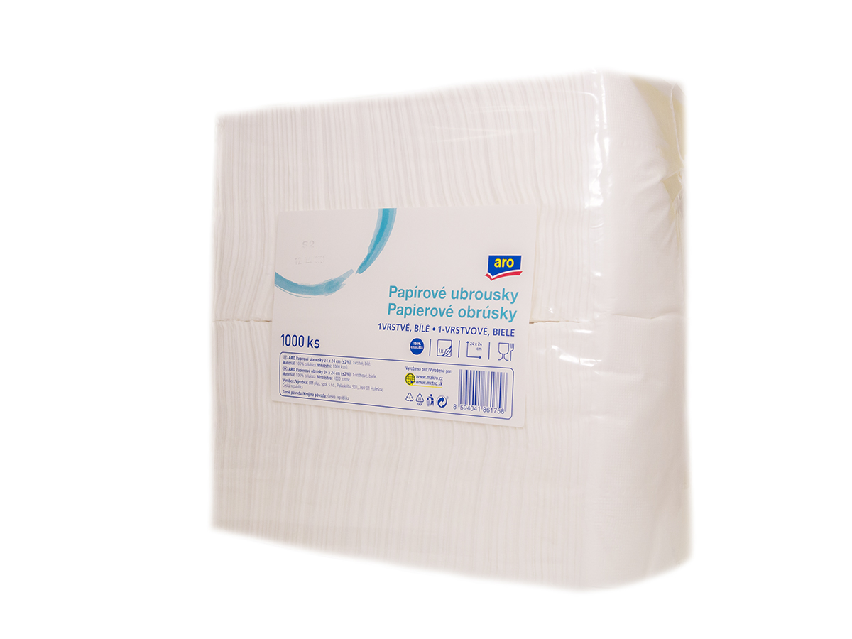 aro Servítky 1-vrstvové 24 x 24 cm biele 1000 ks