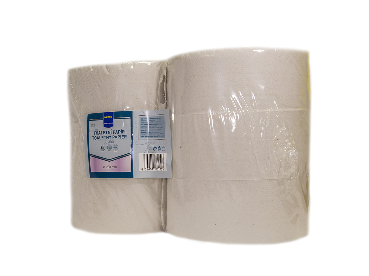 METRO PROFESSIONAL Toaletný papier Jumbo recyklát 2-vrstvový 230 mm 6 ks