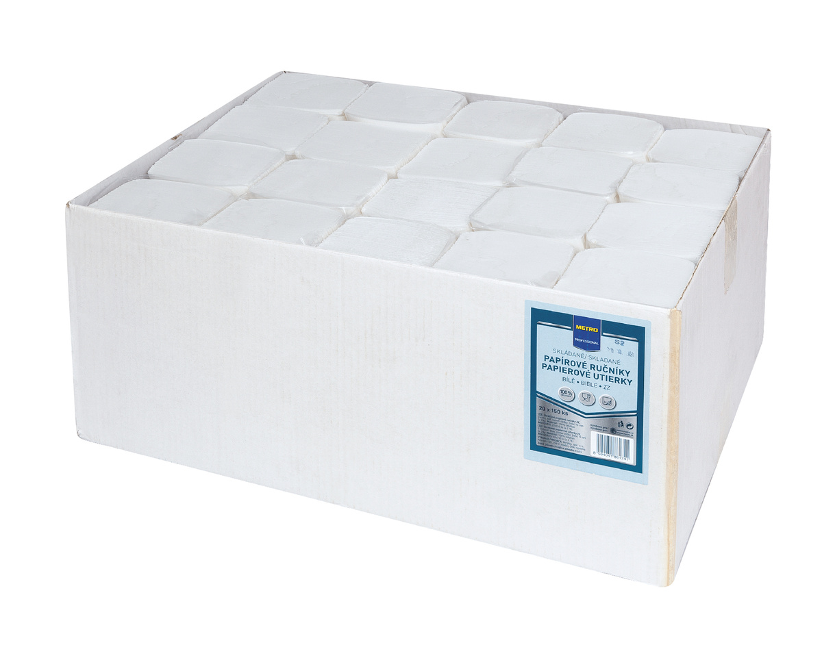 METRO PROFESSIONAL Papierové utierky 2-vrstvové biele 20x 150 ks