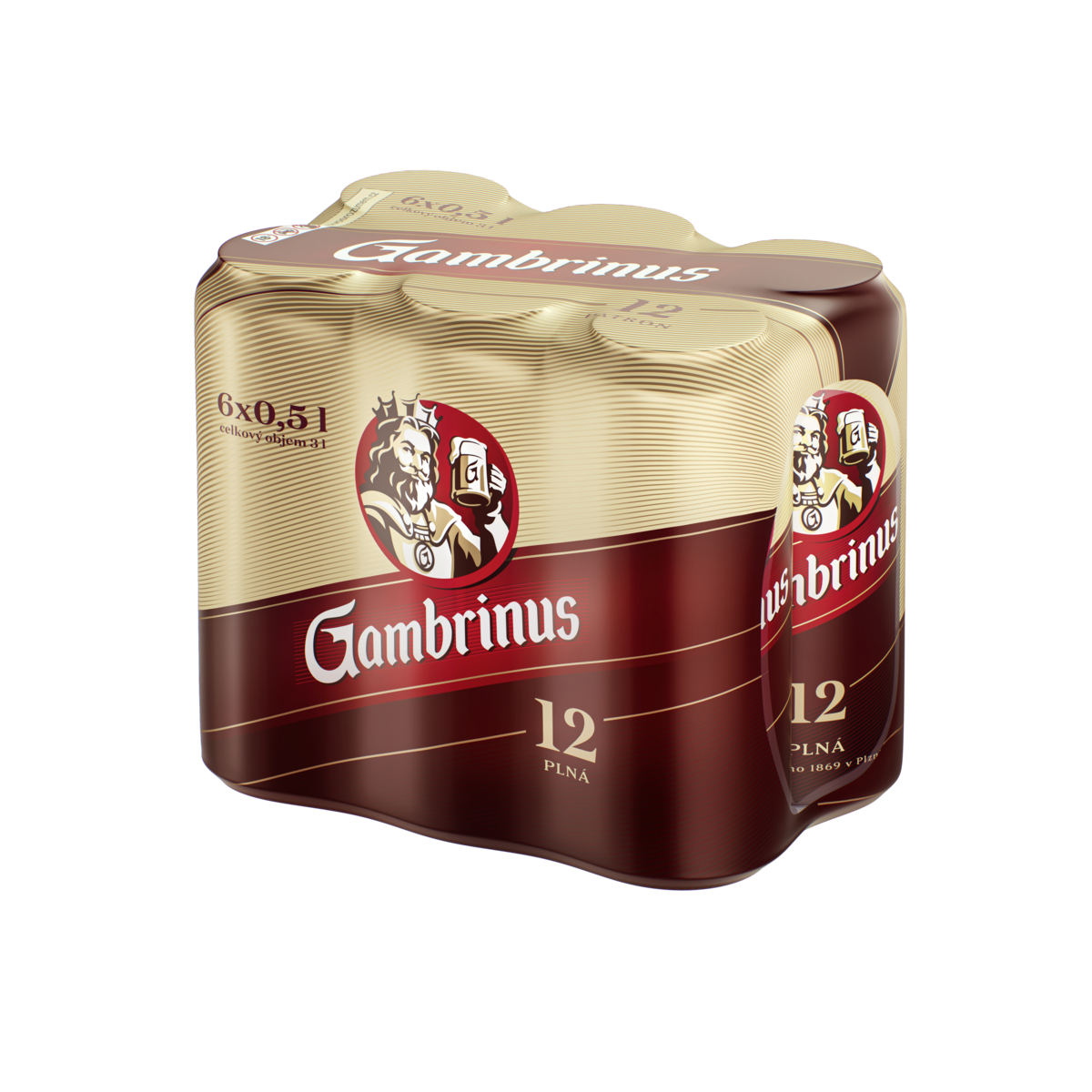 Gambrinus 12° pivo pack 6 x 500 ml vratná plechovka