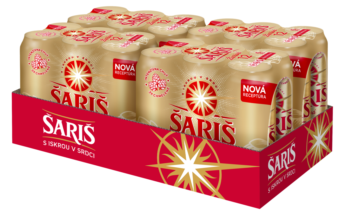 Šariš 12° pivo pack 6 x 500 ml vratná plechovka