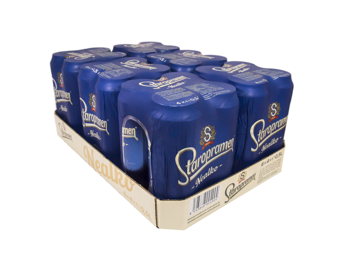 Staropramen pivo nealkoholické 4 x 500 ml vratná plechovka