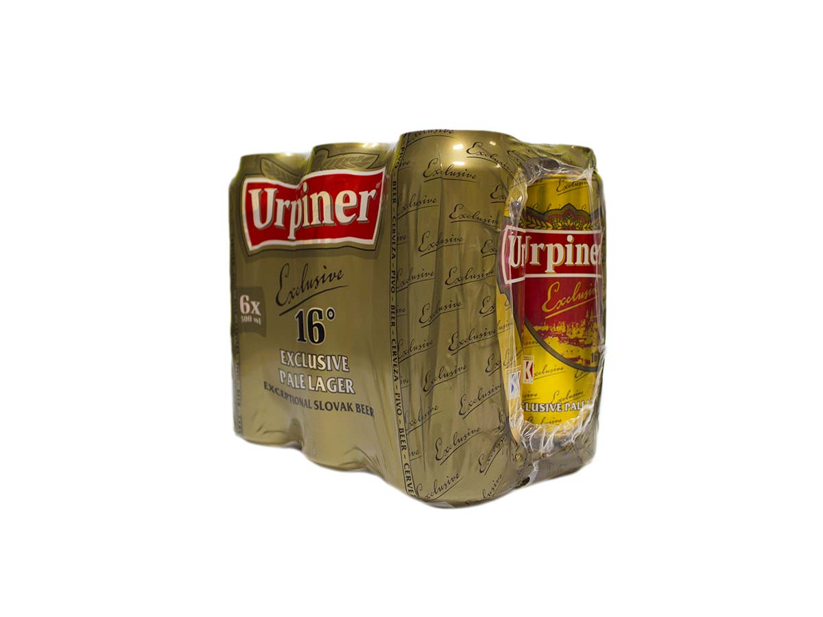 Urpiner Exclusive 16 % pivo 6 x 500 ml vratná plechovka