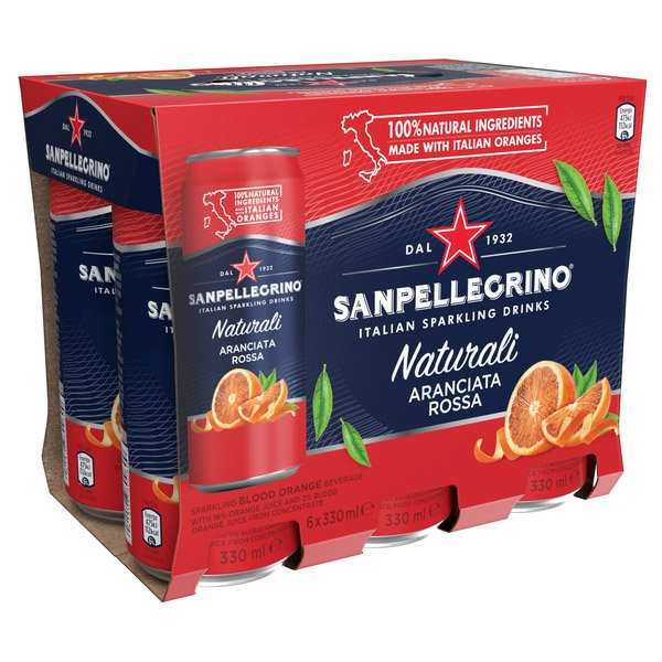 S. PELLEGRINO Naturali červený pomaranč 6 x 330 ml vratná plechovka