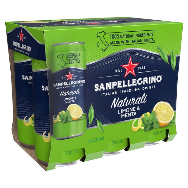 S. PELLEGRINO Naturali mäta & citrón 6 x 330 ml vratná plechovka