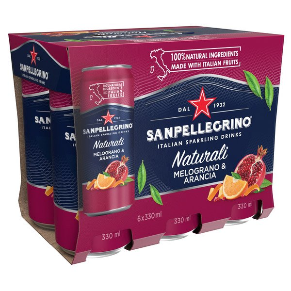 S. PELLEGRINO Naturali granátové jablko 6 x 330 ml vratná plechovka