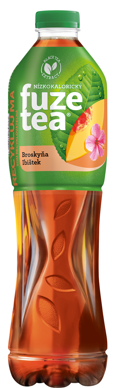fuzetea Čierny ľadový čaj broskyňa a ibištek 6 x 1,5 l vratná PET fľaša