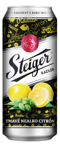 Steiger pivo nealkoholické tmavé citrón 6 x 500 ml vratná plechovka