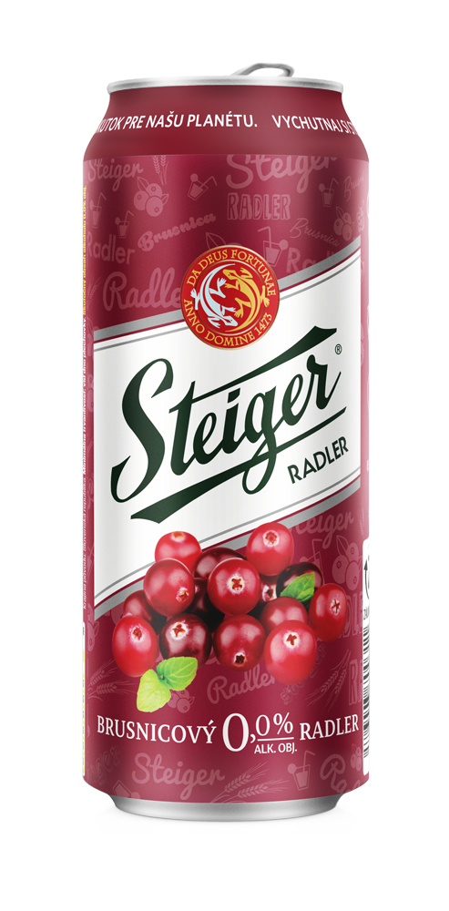 Steiger 0,0% nealkoholické pivo brusnica 24 x 500 ml vratná plechovka