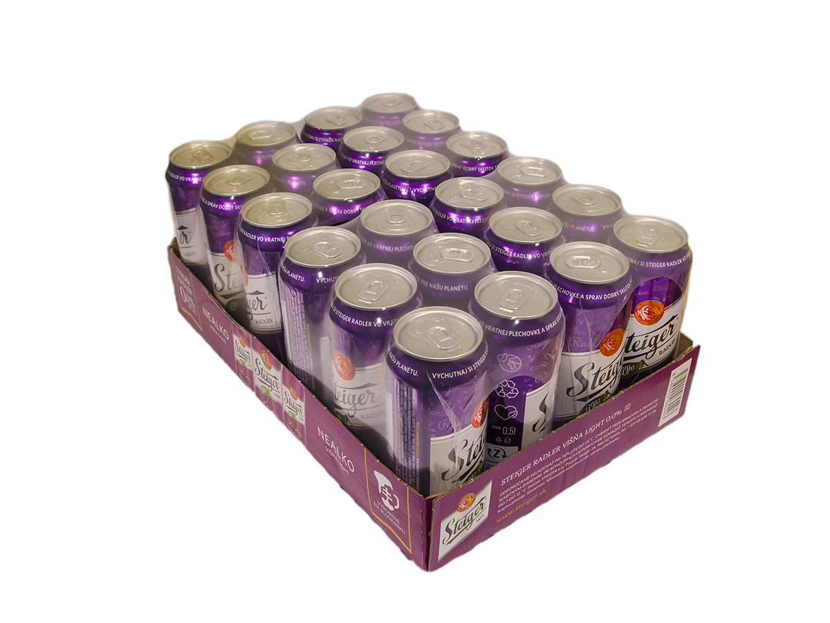 Steiger Light nealkoholické pivo tmavé višňa 24 x 500 ml vratná plechovka