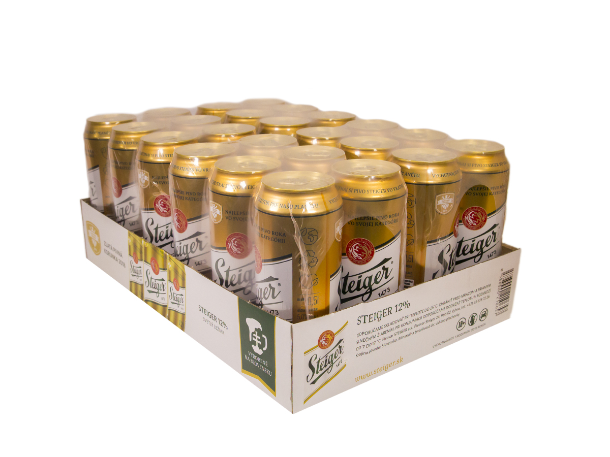 Steiger 12° pivo 24 x 500 ml vratná plechovka