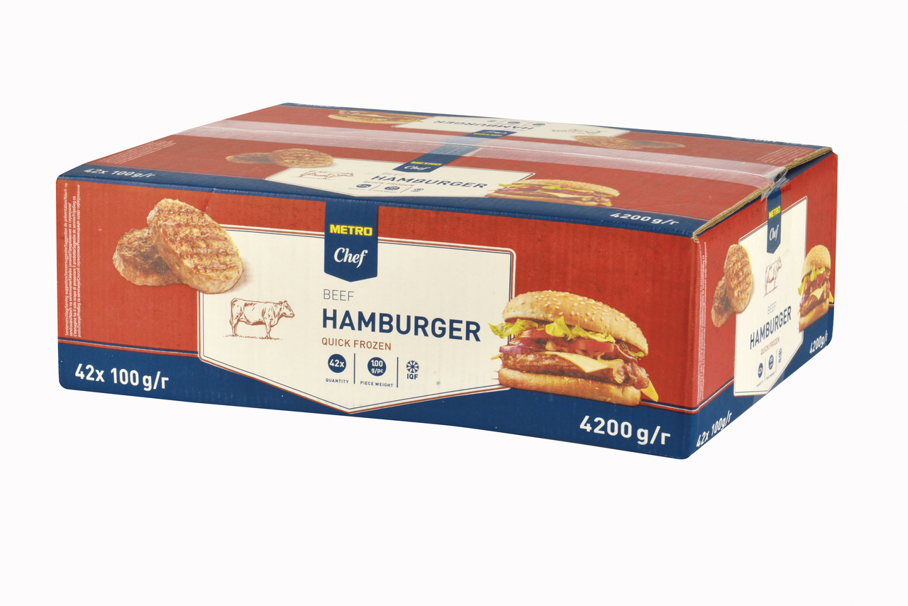 METRO Chef Hovädzí Hamburger (68% mäsa) mraz. 42x100 g