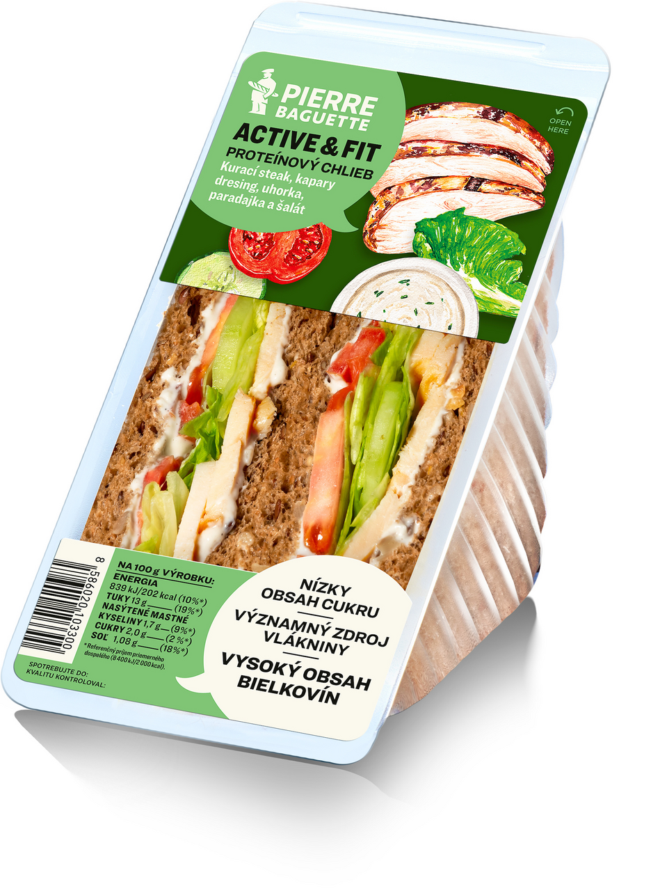 Pierre Baguette Sendvič Active& Fit proteínový chlad. 205 g
