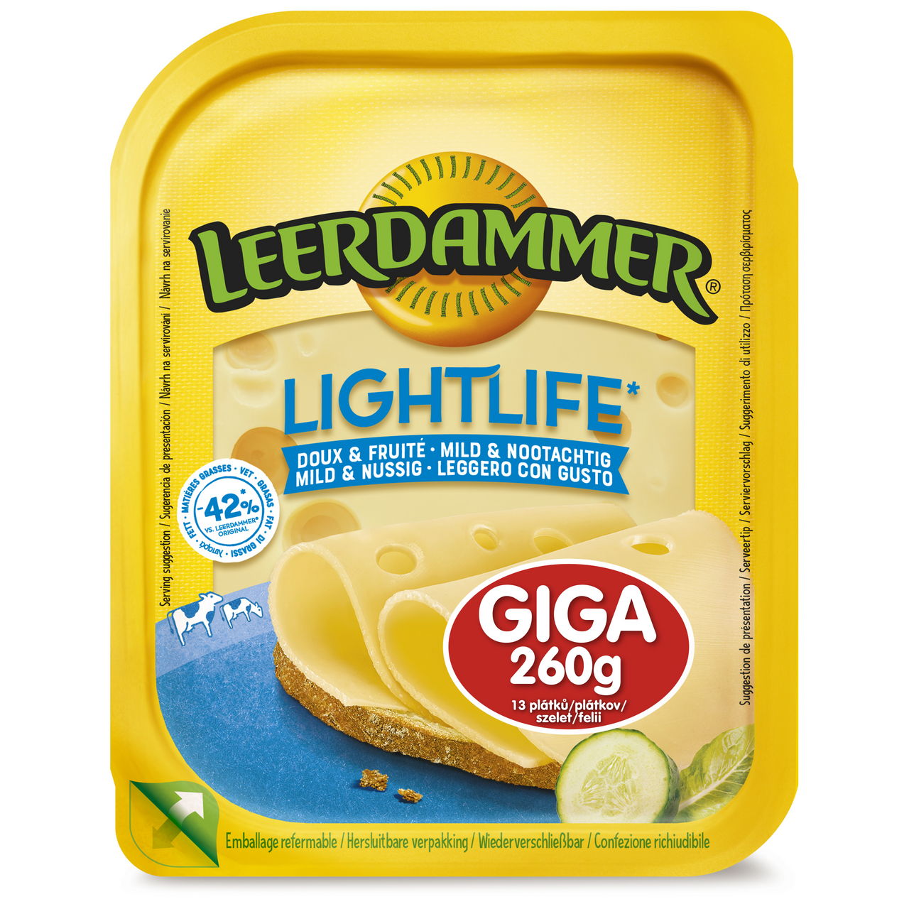 LEERDAMMER Lightlife Giga plátky syr chlad. 260 g