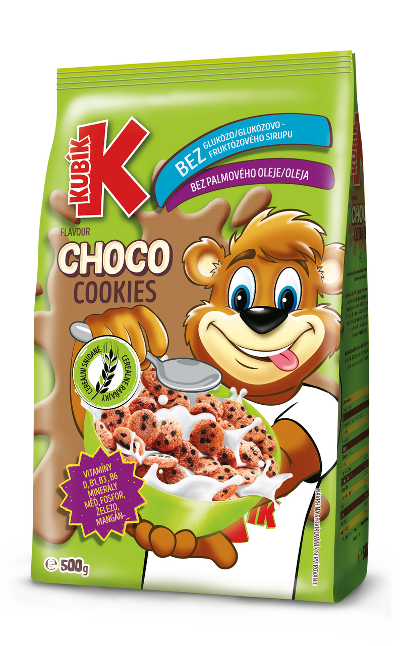 KUBÍK Choco Cookies cereálie do mlieka 500 g
