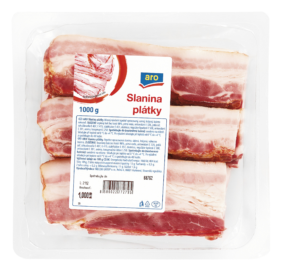 aro Slanina plátky chlad. 1 kg
