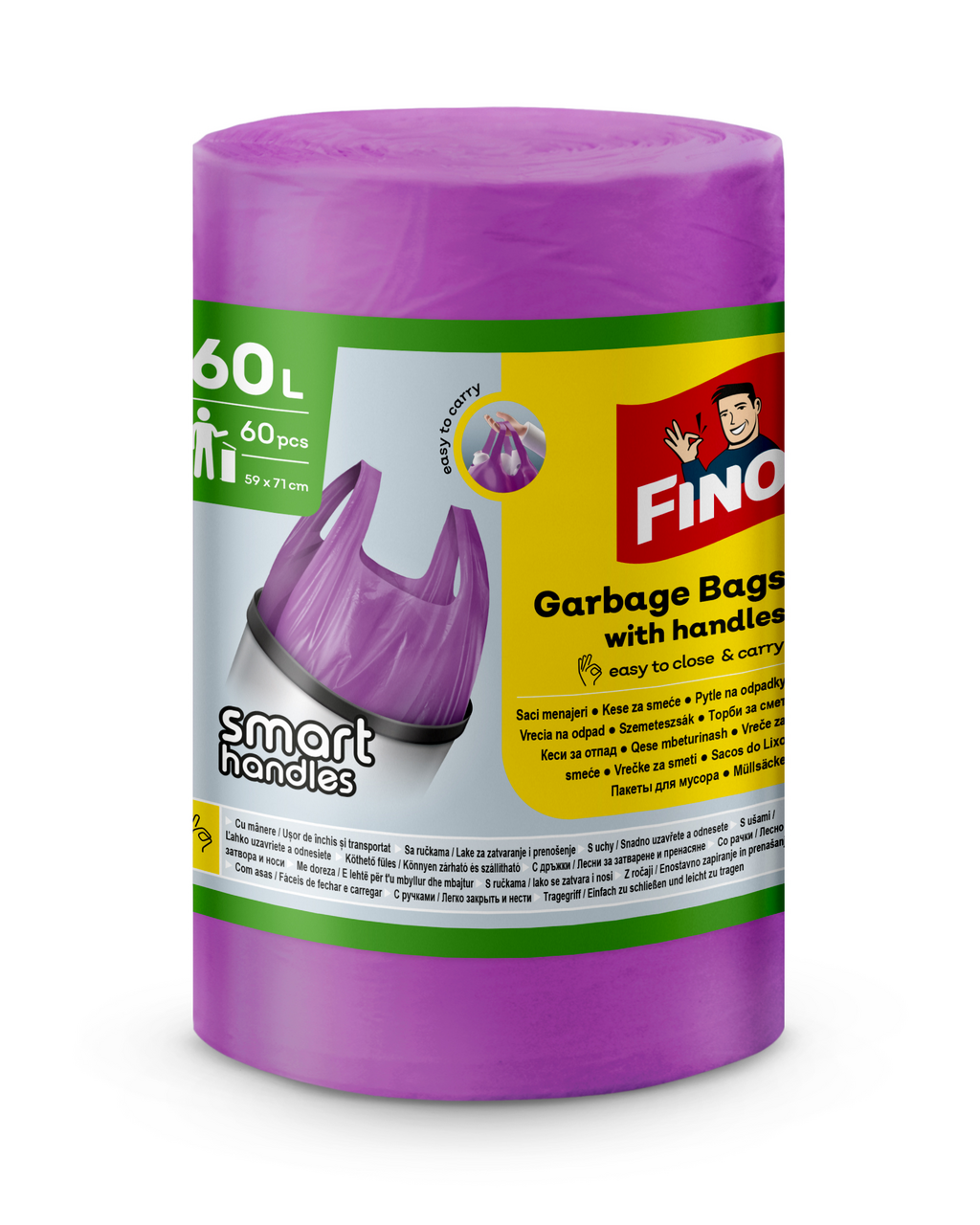 FINO Vrecia na odpad s ušami 60 l 60 ks