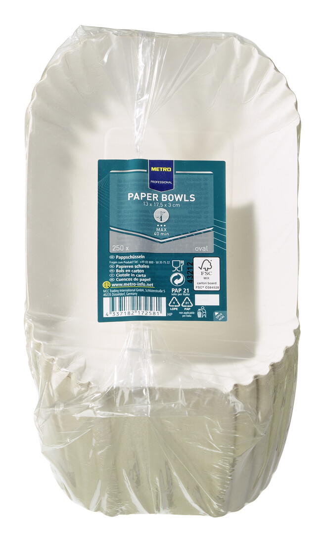 METRO PROFESSIONAL Miska papierová okrúhla 13 x 17 x 3 cm 250 ks