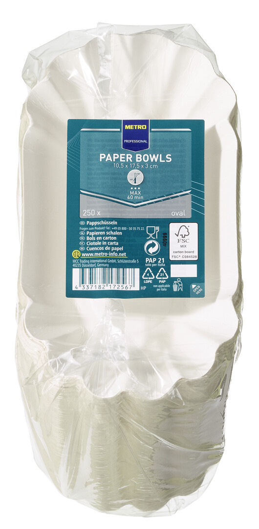 METRO PROFESSIONAL Miska papierová okrúhla 10,5 x 17,5 x 3 cm 250 ks