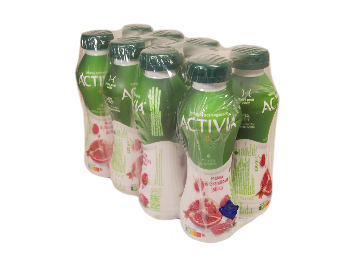 DANONE ACTIVIA Jogurtový nápoj malina granátové jablko chlad. 8 x 280 g