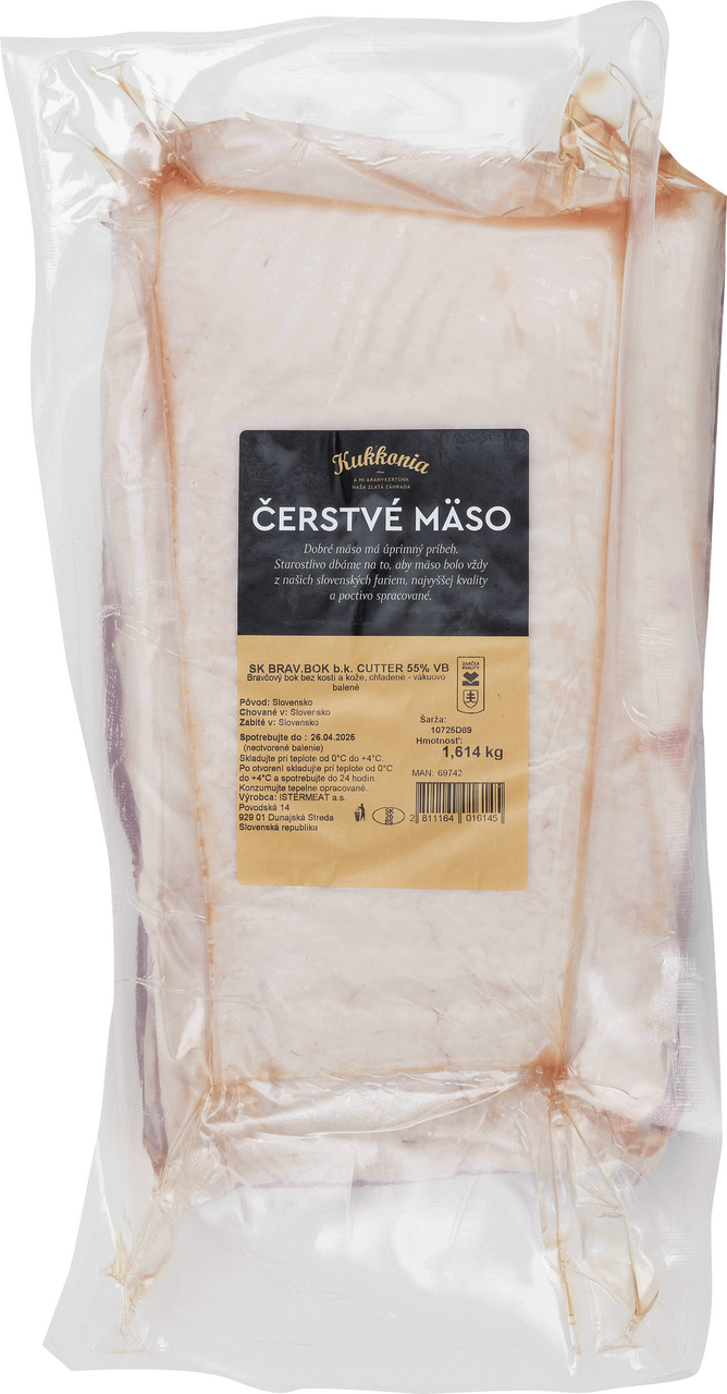 KUKKONIA Bravčový bok bez kosti a kože 55% vákuo.balený SK chlad. váž. cca 0,8 - 1 kg