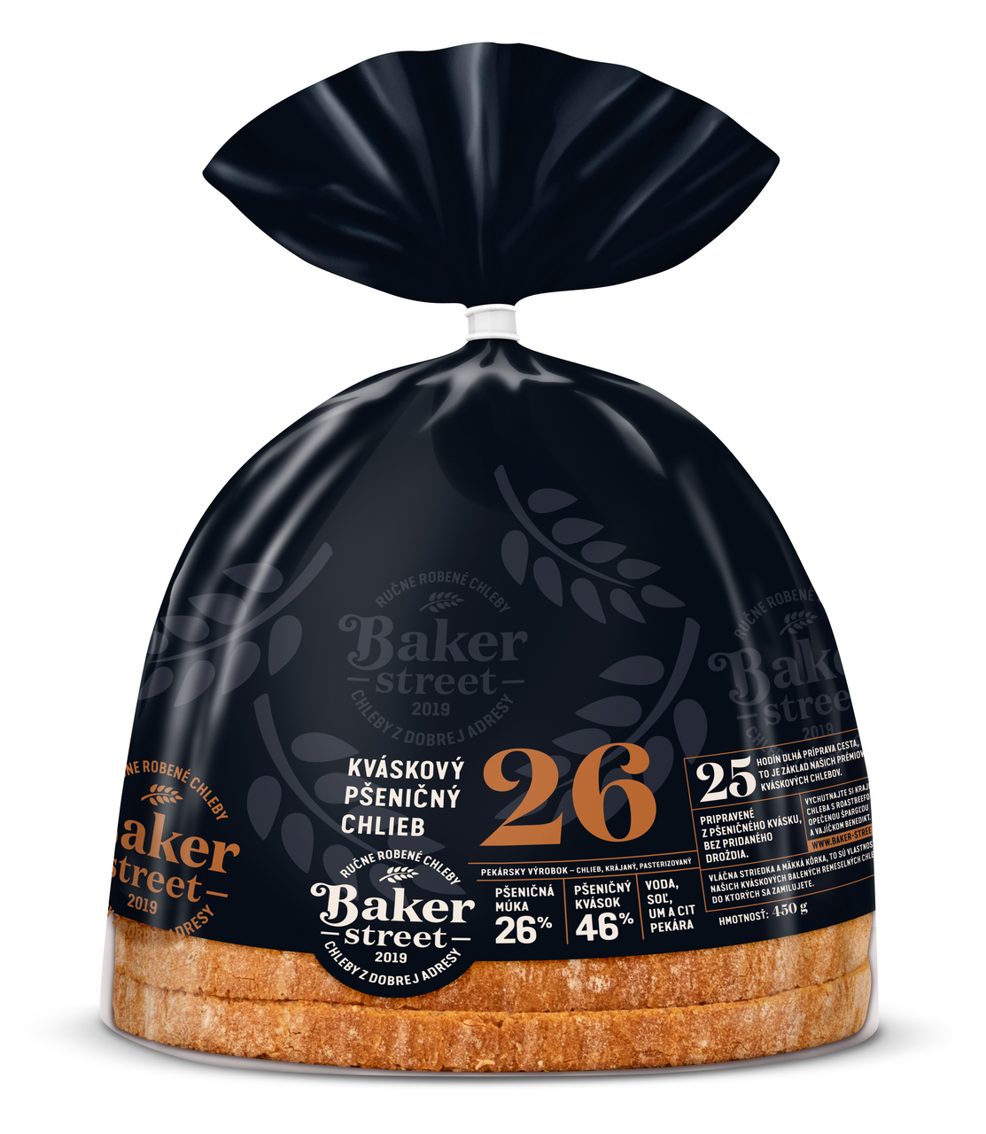 BAKER STREET Chlieb kváskový pšeničný balený krájaný 450 g