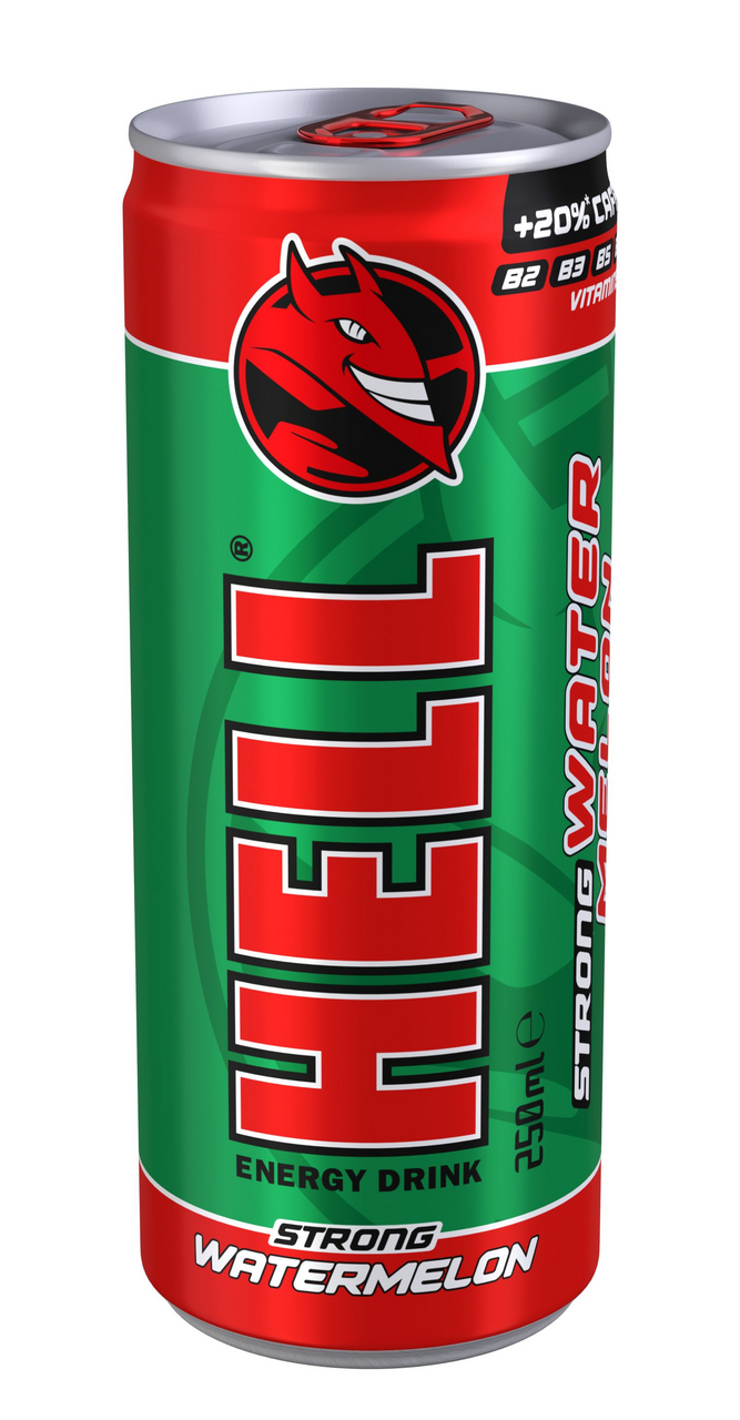 HELL Strong Watermelon energetický nápoj 24 x 250 ml vratná plechovka
