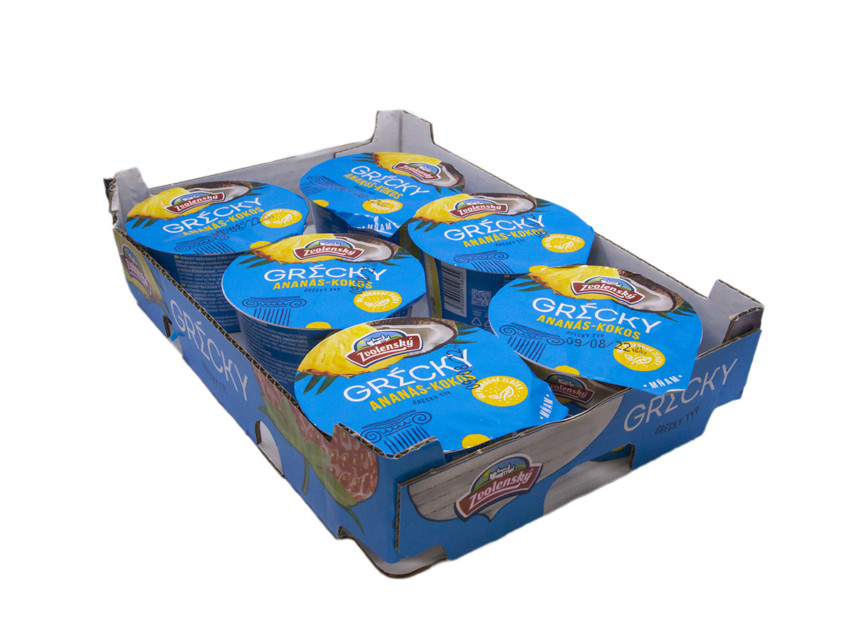Zvolenský Jogurt gréckeho typu ananás-kokos chlad. 6 x 125 g