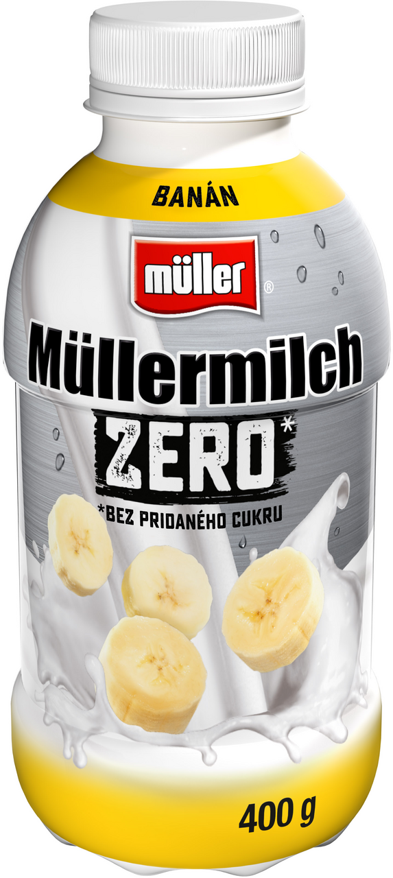 müller Müllermilch Zero Mliečny nápoj (jahoda, banán) chlad. 400 g