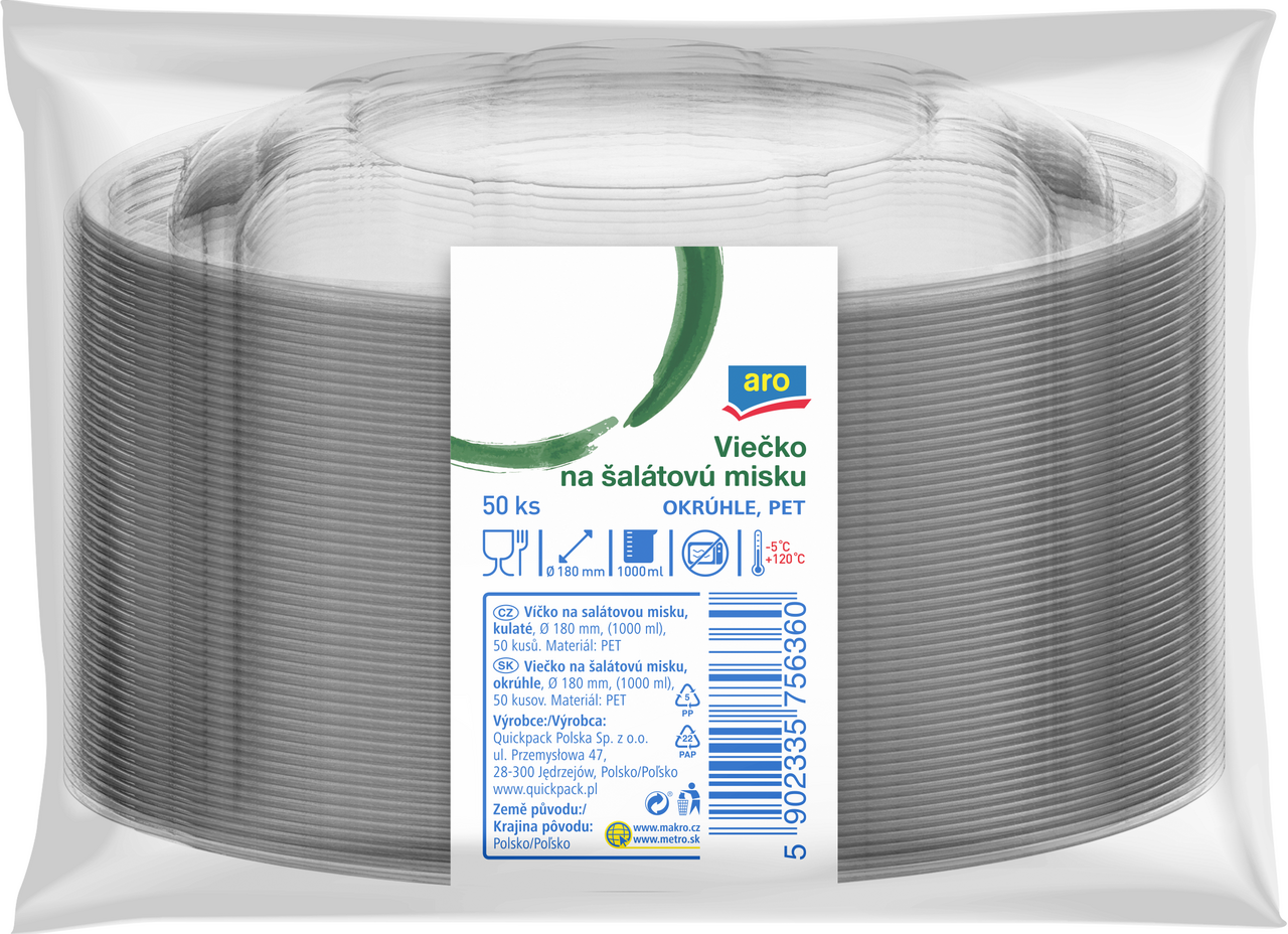 aro Viečko na misku 1000 ml PET 50 ks