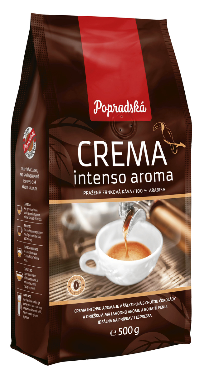 Popradská Crema Intenso káva zrnková 500 g