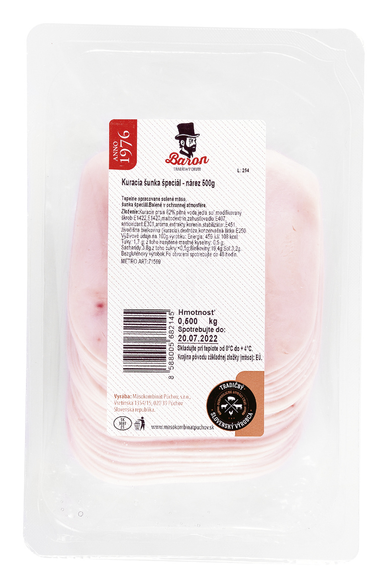 Baron Kuracia šunka špeciál plátky ochr.atmosféra chlad. 500 g